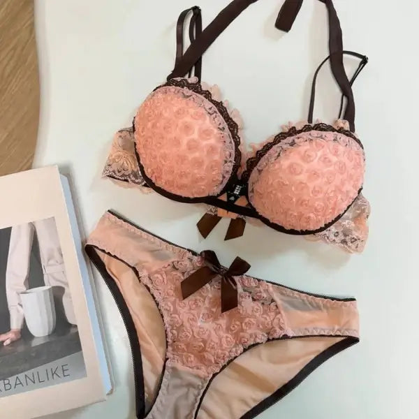 New High-Quality Front Open 2 In 1 Shoulder Straps Wired Push Up Bra And Panty Set