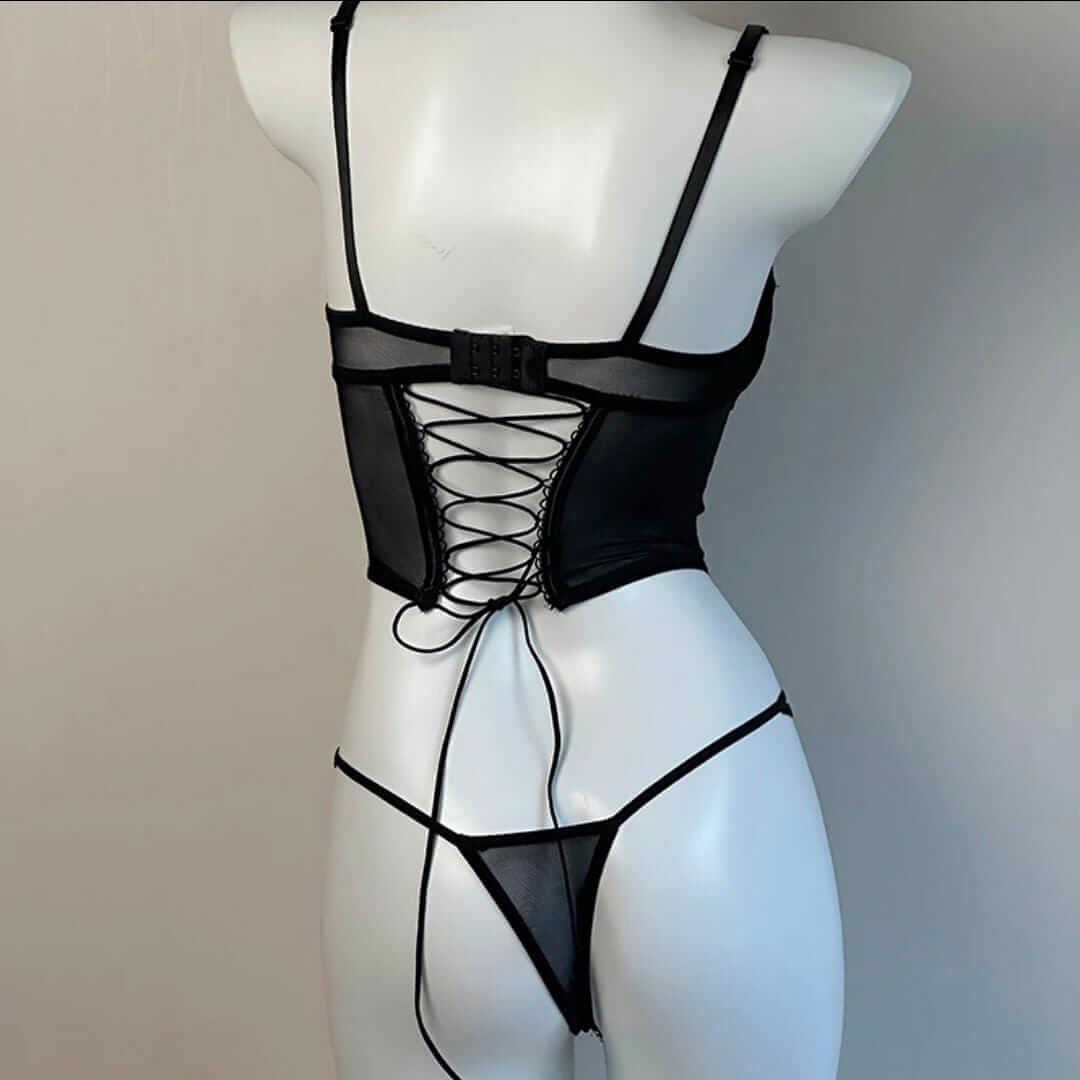 Lace Lingerie Set – Corset Style Bra & Panty with Adjustable Straps