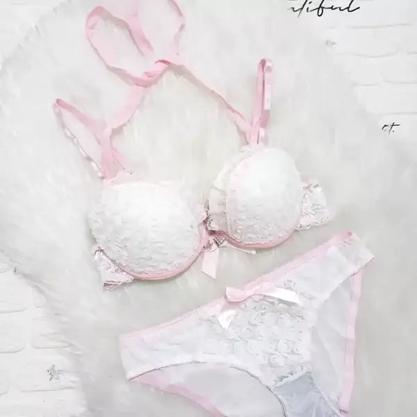 New High-Quality Front Open 2 In 1 Shoulder Straps Wired Push Up Bra And Panty Set