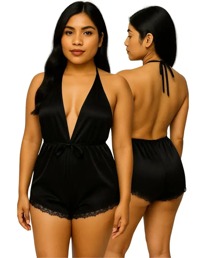 Deep V-Neck Sexy Silk Bodysuit