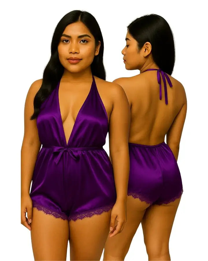 Deep V-Neck Sexy Silk Bodysuit